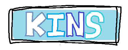 A blue rectangular button that reads "KINS". Clicking leads to the kins section of my carrd.