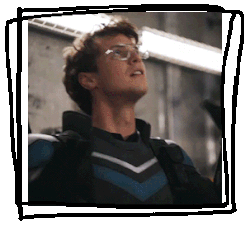 a gif of adrian chase AKA vigilante from peacemaker, doing a silly dance.